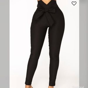 Black high waist dress pants with bow